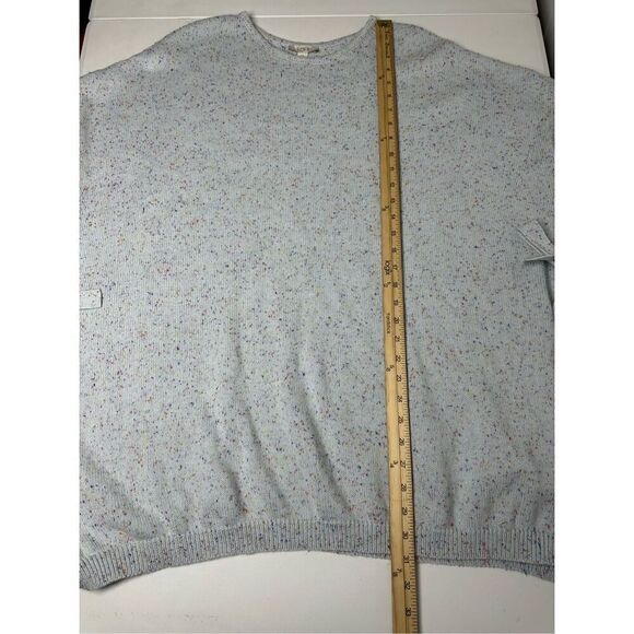 LOFT Sweater Womens M/L Blue Flecked Side Tie Poncho Speckled Oversized Cotton - Picture 8 of 16